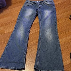 Piper and blue Flare Wide Leg Jeans with Natural Fading size 11